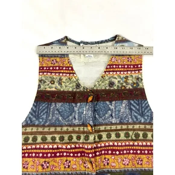 Vintage Southwestern Vest Womens USA Made Button Up Aero 1990s‎ Small Fringe - Picture 5 of 10
